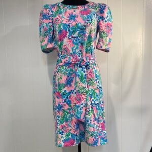 Lilly Pulitzer Dress Harriet Mandevilla Baby Paradise Petals Puff Sleeve Small